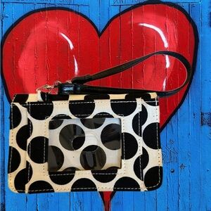 Thirty-one White & Black Polka Dot Wallet/Wristlet (Retired)